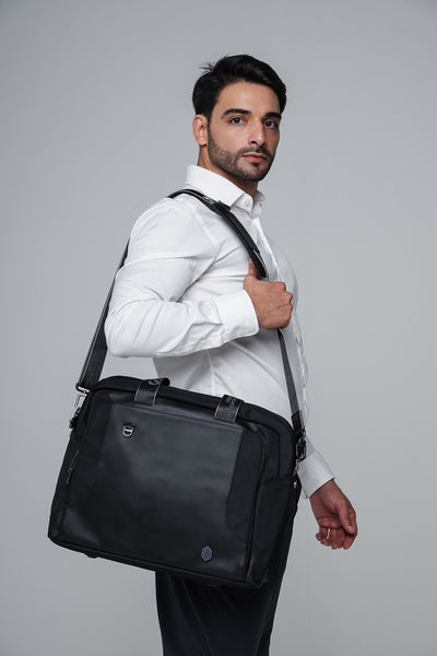 pasta executiva premium postman-pro levatte preta notebook 15.6 couro alça transversal removível alça mão dupla zíper premium masculina negócios trabalho alto padrão elegante sofisticada