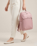 mochila feminina slim diva levatte rosa notebook 15.6 usb usb-c integrado 25 litros impermeável leve elegante trabalho faculdade mochila mulher moderna