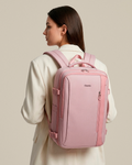 mochila feminina bella levatte rosa 50 litros expansível notebook 15.6 bagagem de mão viagem elegante nylon 1680d impermeável