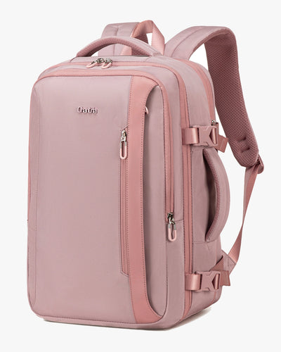 mochila feminina bella levatte rosa 50 litros expansível notebook 15.6 bagagem de mão viagem elegante nylon 1680d impermeável