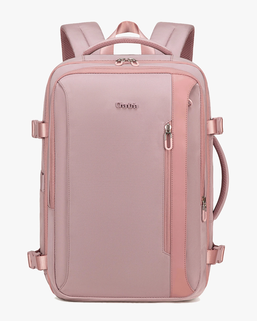 mochila feminina bella levatte rosa 50 litros expansível notebook 15.6 bagagem de mão viagem elegante nylon 1680d impermeável