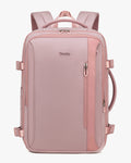 mochila feminina bella levatte rosa 50 litros expansível notebook 15.6 bagagem de mão viagem elegante nylon 1680d impermeável