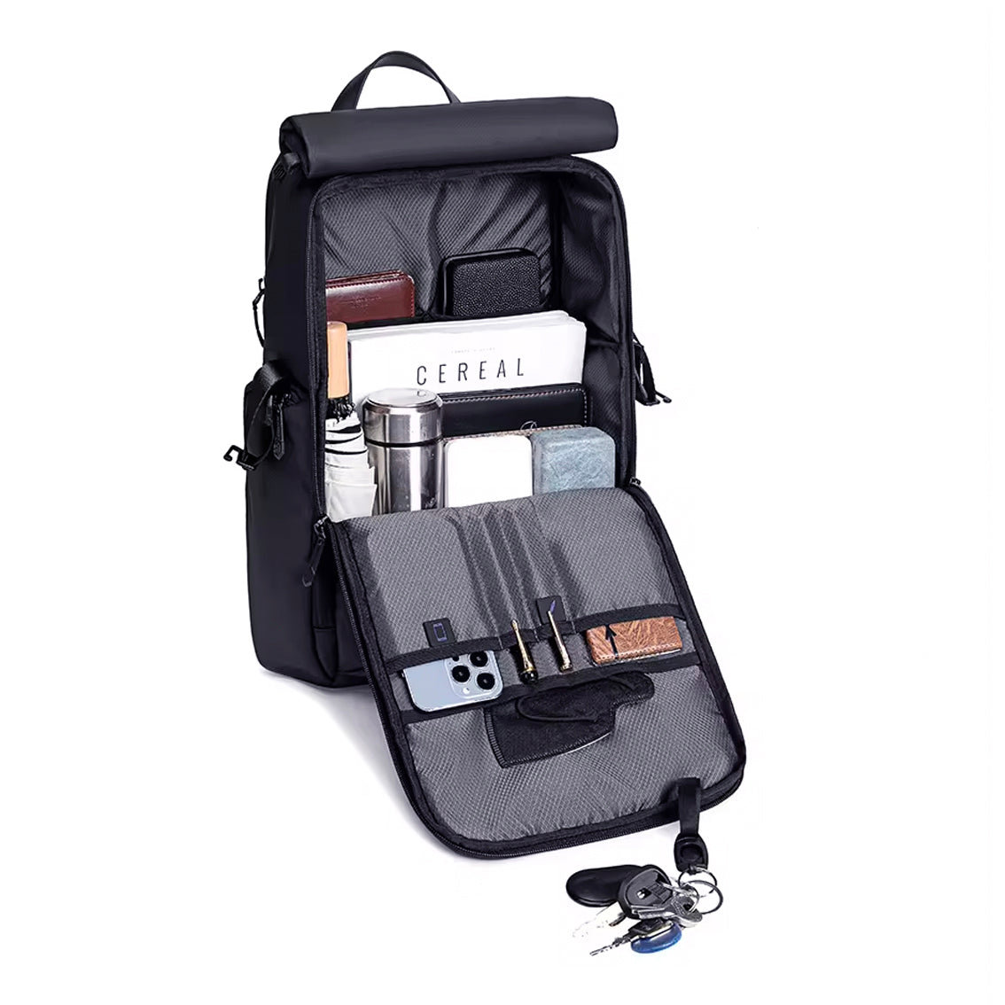 interior mochila urbanity organizado bolso frontal velcro acesso rápido porta-celular porta-canetas itens uso constante mochila executiva multifuncional