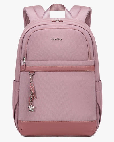 mochila feminina leve serena levatte rosa notebook 15.6 chaveiro flores 25 litros 0.7kg impermeável mochila trabalho faculdade elegante delicada mochila mulher moderna sofisticada