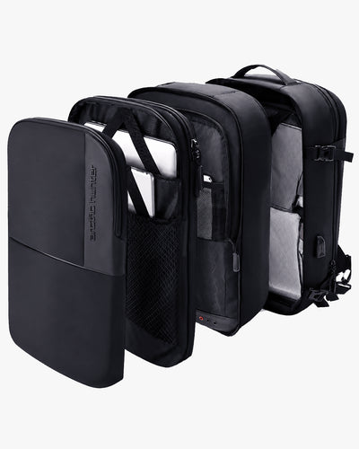 abertura 360 graus compact-mac acesso total interior notebook tablet roupas acessórios organização completa mochila pasta 2 em 1