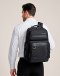 mochila executiva harvey levatte preta 37 litros 5 compartimentos poliéster 210d notebook 15.6 porta-óculos bolso alça design clean moderno bonita mercado masculina premium corporativa