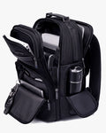 5 compartimentos zíper ykk mochila harvey notebook tablet documentos celular canetas acessórios tudo separado organização por categorias executiva sem bagunça