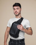 shoulder bag semi-rígida eva huepack levatte preta 10 litros 0.6kg impermeável antifurto oculto traseiro alça assinada design blindado urbano masculina compacta leve bem construída bonita