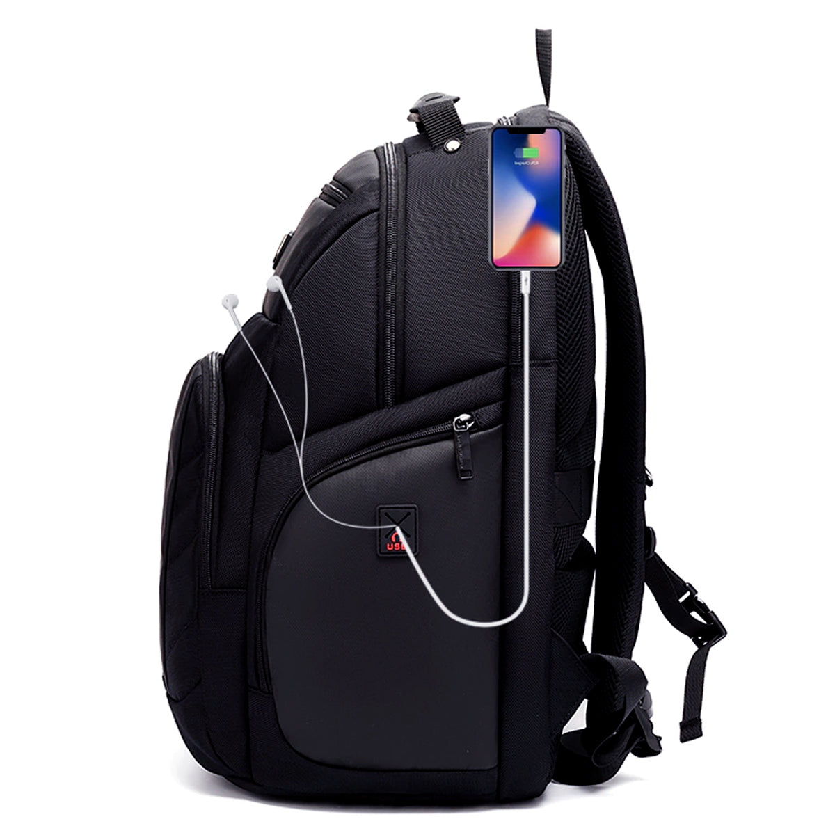 detalhe mochila polaris bolsos organizados porta caneta celular acessórios praticidade acesso rápido sem abrir compartimento principal mochila executiva urbana masculina