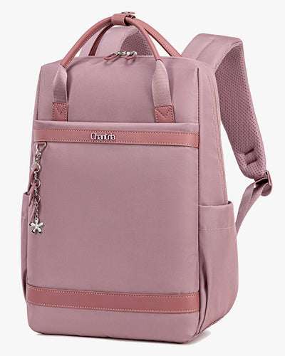mochila malena rosa frente design elegante feminino couro sintético stripes decorativos 25 litros 0.7kg mochila executiva feminina