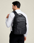 mochila executiva slim essential levatte preta 35 litros 1kg notebook 15.6 usb impermeável 4 compartimentos trabalho faculdade urbana discreta