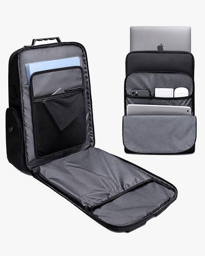 interior mochila ezotc-x 6 compartimentos organizados notebook 15.6 tablet 12.1 celular canetas acessórios chaveiro integrado organização avançada executiva tudo lugar certo