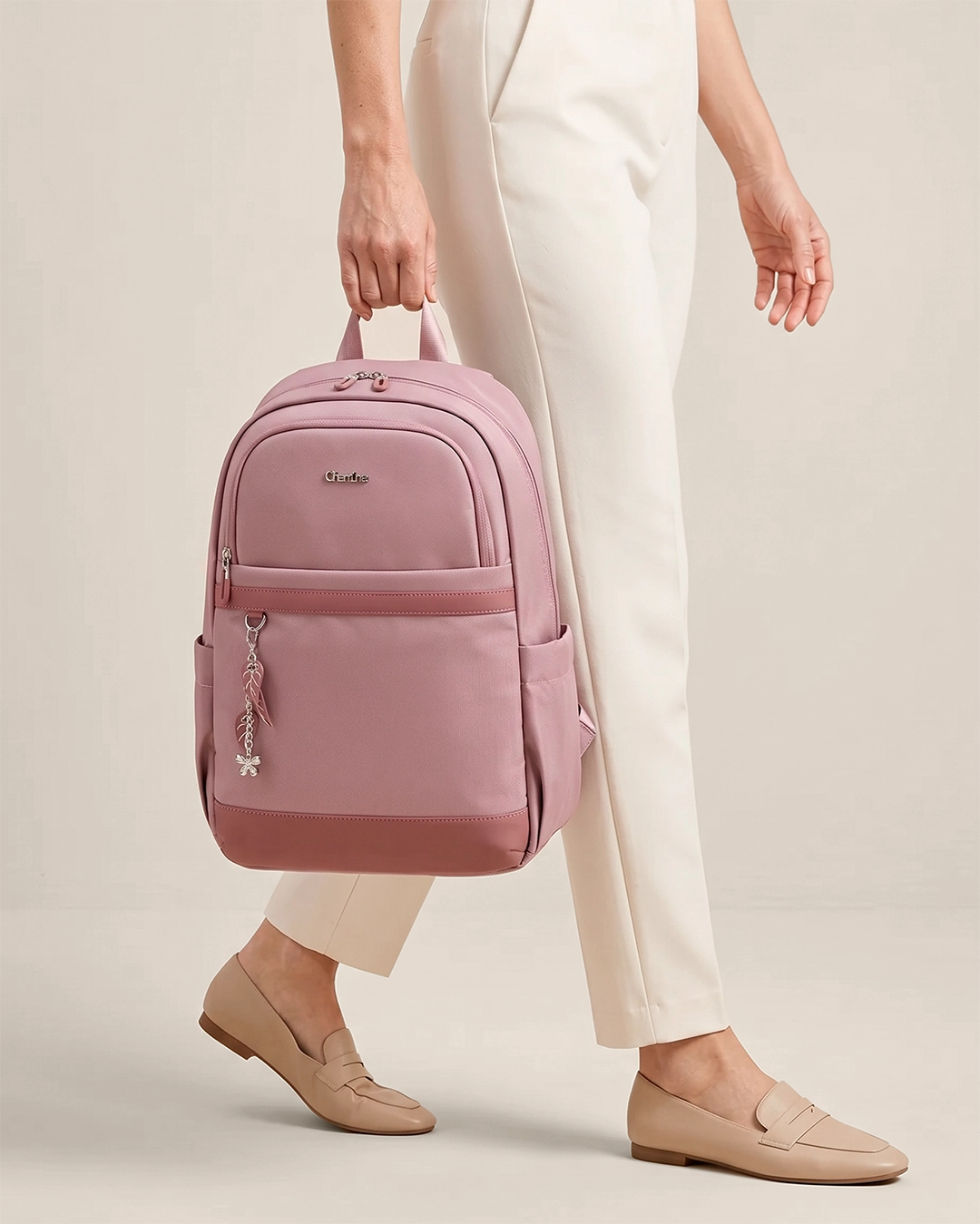 mochila serena rosa lifestyle feminina trabalho faculdade mochila leve elegante acessório moda chaveiro flores levatte mochila estilosa delicada feminina