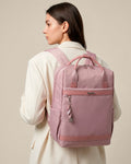 mochila pasta feminina 2 em 1 malena levatte rosa notebook 15.6 chaveiro flores alça mão dupla reforçada impermeável leve elegante trabalho faculdade
