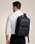 mochila executiva compacta notebook 14.1 patchmac levatte preta macbook air pro dell xps lenovo thinkpad vários bolsos acabamento premium masculina trabalho faculdade