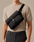 shoulder bag ultimate preta ângulo design minimalista slim leveza extrema 0.6kg parece zero no ombro bolsa transversal masculina elegante