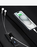 saída usb externa voyager powerbank interno carregar celular sem abrir mochila conectividade movimento trabalho aeroporto faculdade trajeto diário