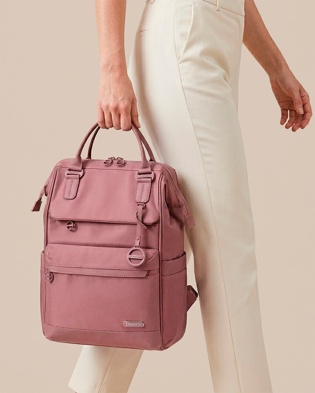 mochila feminina 2 em 1 zafira levatte rosa notebook 15.6 abertura 180 graus bolsa mão executiva trabalho faculdade versátil elegante mochila estruturada moderna feminina