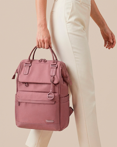 mochila feminina 2 em 1 zafira levatte rosa notebook 15.6 abertura 180 graus bolsa mão executiva trabalho faculdade versátil elegante mochila estruturada moderna feminina