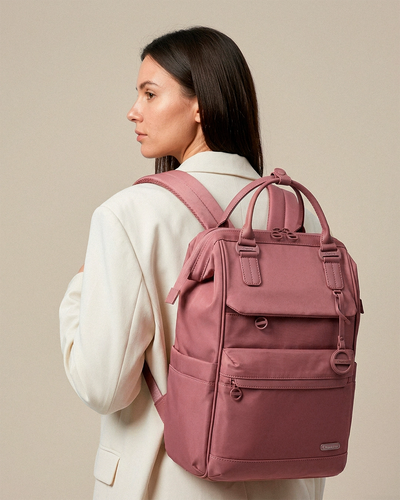 mochila feminina 2 em 1 zafira levatte rosa notebook 15.6 abertura 180 graus bolsa mão executiva trabalho faculdade versátil elegante mochila estruturada moderna feminina