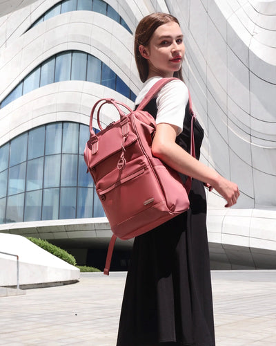 mochila feminina 2 em 1 zafira levatte rosa notebook 15.6 abertura 180 graus bolsa mão executiva trabalho faculdade versátil elegante